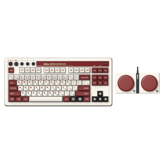 8BitDo Retro Mechanical Keyboard Fami Edition Ασύρματο Gaming Μηχανικό Πληκτρολόγιο με Custom διακόπτες (Αγγλικό US)