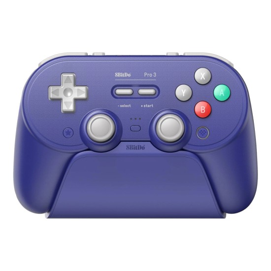8BitDo Pro 3 Bluetooth Gamepad με Charging Dock (2.4G/BT/USB) για Switch(1&2)/Windows/Android/Apple/SteamOS – Purple