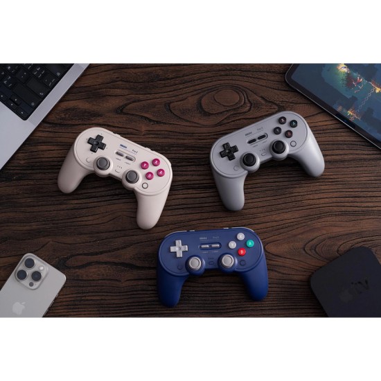 8BitDo Pro 3 Bluetooth Gamepad με Charging Dock (2.4G/BT/USB) για Switch(1&2)/Windows/Android/Apple/SteamOS – Purple