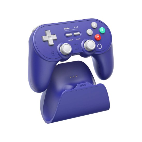 8BitDo Pro 3 Bluetooth Gamepad με Charging Dock (2.4G/BT/USB) για Switch(1&2)/Windows/Android/Apple/SteamOS – Purple