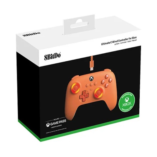 8BitDo Ultimate C Wired Controller for Xbox (Xbox Series X|S, One, Windows 10 and above) Orange