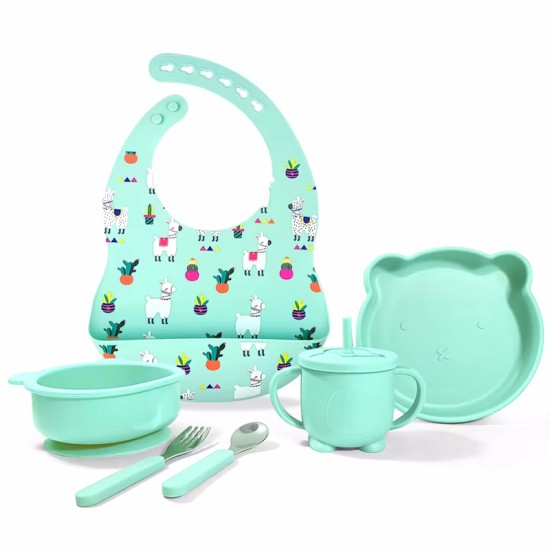 Giggles and Co. Baby Feeding Set Llama Green 6pcs