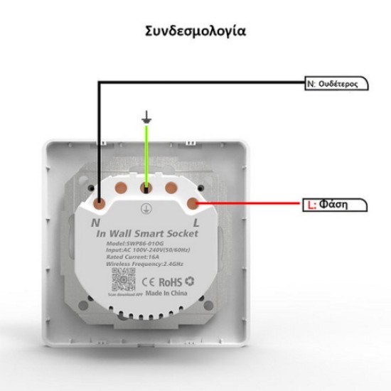 MOES WK-Y-EU-WH-MS Smart WiFi Χωνευτή Πρίζα Τοίχου (16Α) Λευκή MOES WK-Y-EU-WH-MS Smart WiFi Χωνευτή Πρίζα Τοίχου (16Α) Λευκή