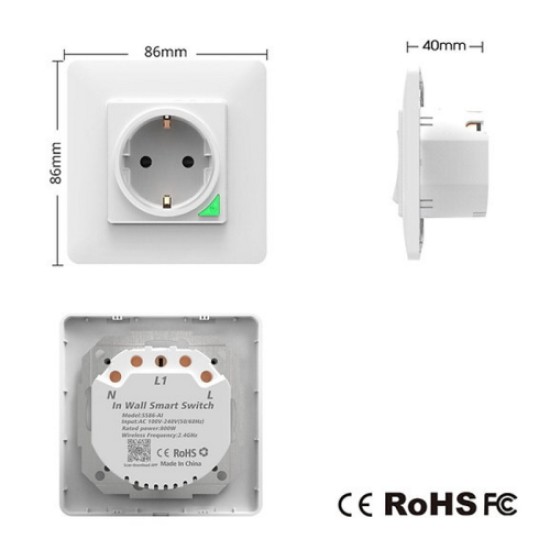 MOES WK-Y-EU-WH-MS Smart WiFi Χωνευτή Πρίζα Τοίχου (16Α) Λευκή MOES WK-Y-EU-WH-MS Smart WiFi Χωνευτή Πρίζα Τοίχου (16Α) Λευκή