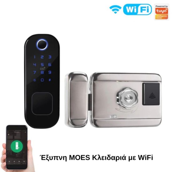 Moes WDL-R5-2 Έξυπνη Κλειδαριά WiFi Συρόμενων Θυρών για όλες τις πόρτες (Ξεκλείδωμα με: Fingerprint/Pin/Κλειδί/Εφαρμογή/Κάρτα)