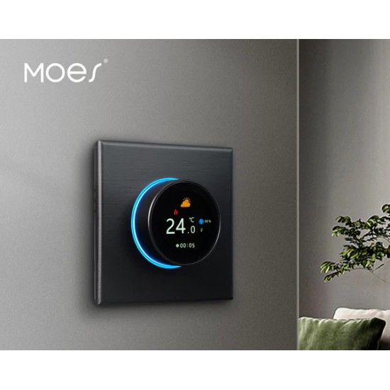 Moes WiFi Θερμοστάτης κατάλληλος για ατμολέβητα νερού, αερίου και ηλεκτρική θέρμανση (WHT-7000-GC-BK-EN)