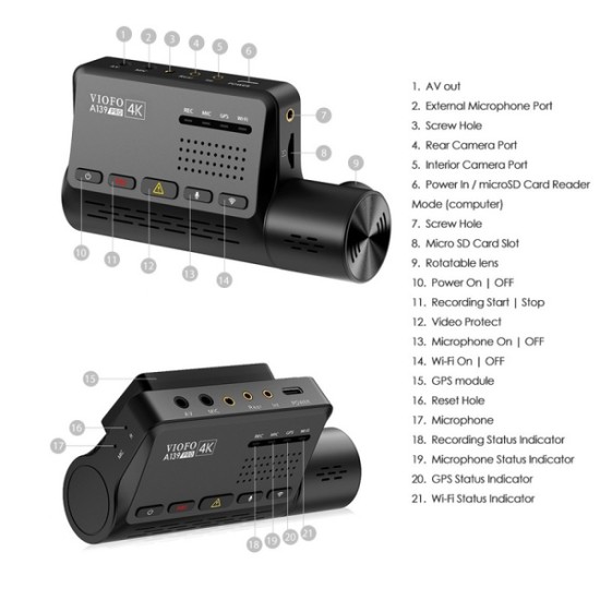 Viofo A139 PRO 3CH Τριπλή Κάμερα Αυτοκινήτου 4K HDR με GPS και 5GHZ WI-FI Viofo A139 PRO 3CH Τριπλή Κάμερα Αυτοκινήτου 4K HDR με GPS και 5GHZ WI-FI