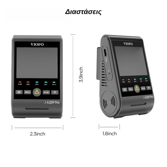 Viofo A229 Pro Κάμερα Dash Αυτοκινήτου DVR με Φωνητικές Εντολές (4K HDR/Sony Starvis 2/Φωνητική Εντολή/GPS/WiFi/LCD 2.4")