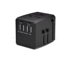 RRtravel HHT904 Αντάπτορας Πρίζας από Universal σε Universal με 6 Θύρες  (4xUSB / 2xType-C/) USA EU UK AU US (Black)