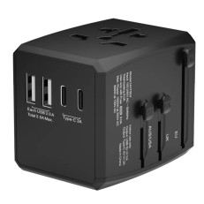 RRtravel HHT904 2xQC18W+PD20W Αντάπτορας Πρίζας από Universal σε Universal με 4 Θύρες  (2xUSB / 2xType-C/) USA EU UK AU US (Black)