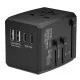 RRtravel HHT904 2xQC18W+PD20W Αντάπτορας Πρίζας από Universal σε Universal με 4 Θύρες  (2xUSB / 2xType-C/) USA EU UK AU US (Black)