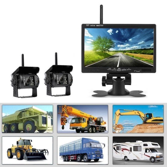 Διπλή Ασύρματη Κάμερα Οπισθοπορείας Φορτηγού/Λεωφορείου με Οθόνη 7" & Νυχτερινή Λήψη CamPark RC02+