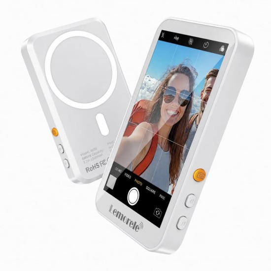 Lemorele R600 Pro Ασύρματη Οθόνη Selfie με Μαγνητική Στήριξη MagSafe (WiFi & Bluetooth) White