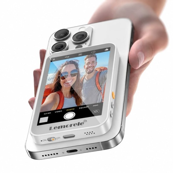 Lemorele R600 Pro Ασύρματη Οθόνη Selfie με Μαγνητική Στήριξη MagSafe (WiFi & Bluetooth) White