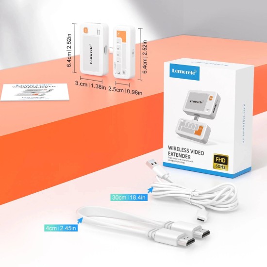 Lemorele P400 Ασύρματος Μεταδότης Οθόνης με Type-C Transmitter και HDMI Receiver (Plug & Play) 1080P/60Hz/50μέτρα