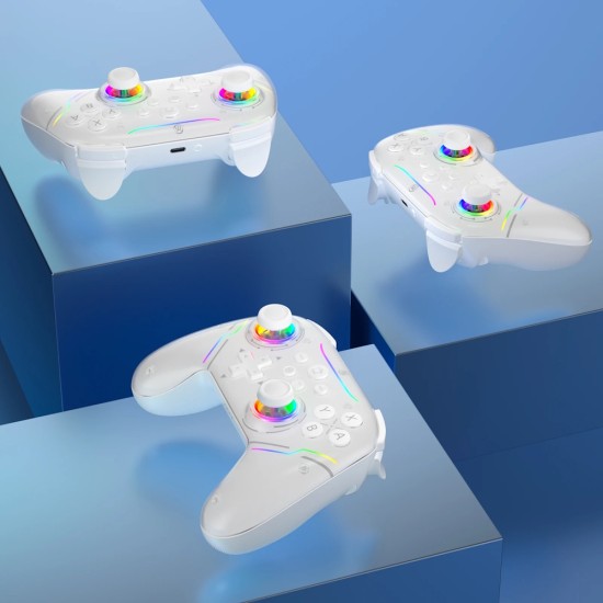 JYS NS2286 Ασύρματο Pro Controller (Bluetooth με αντάπτορα) για Switch/Switch 2/Steam/iOS/Android/PC Λευκό