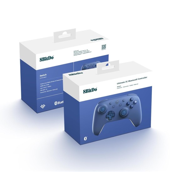 8BitDo Ultimate 2C Bluetooth Controller για Switch (Hall Effect Μοχλοί/Δόνηση Rumble/Turbo) Dark Blue
