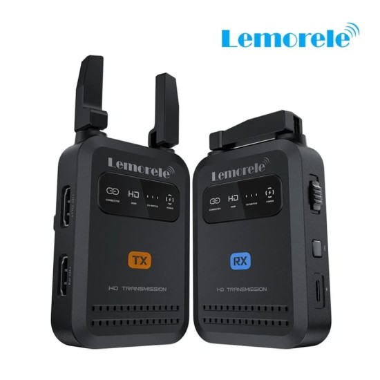 Lemorele R5030 Ασύρματος Πομπός Δέκτης HDMI 200m (1080P@60Hz/Low Latency/USB-C ή NP-F Μπαταρία) Black