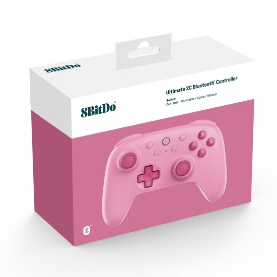 8BitDo Ultimate 2C Bluetooth Controller για Switch (Hall Effect Μοχλοί/Δόνηση Rumble/Turbo) Pink