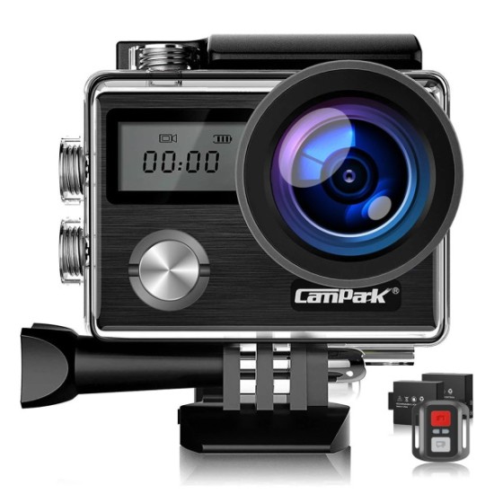 CamPark X20C Action Camera Moto Vlog με Διπλή Οθόνη (4K-20MP-EIS-WiFi-2 μπαταρίες)