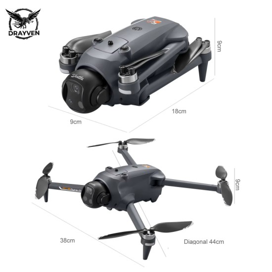 Drayven YL059 – GPS Drone με Remote Control Screen 4.5", Λειτουργία Airdrop & Αισθητήρα Αποφυγής Εμποδίων Γκρι