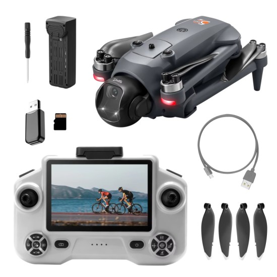 Drayven YL059 – GPS Drone με Remote Control Screen 4.5", Λειτουργία Airdrop & Αισθητήρα Αποφυγής Εμποδίων Γκρι