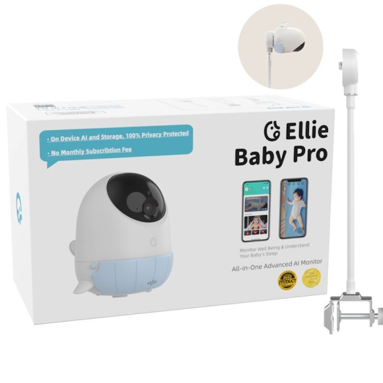 Ellie Baby Pro Ασύρματη WiFi Ενδοεπικοινωνία Μωρού με Κάμερα - Αμφίδρομη Επικοινωνία, AI Ανίχνευση Κλάματος & Νανουρίσματα