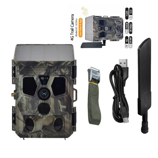 Suntek HC-603Pro Κάμερα Κυνηγιού 30MP/4G/2K/Live Video με Εφαρμογή/Ηλιακή Φόρτιση/IP65