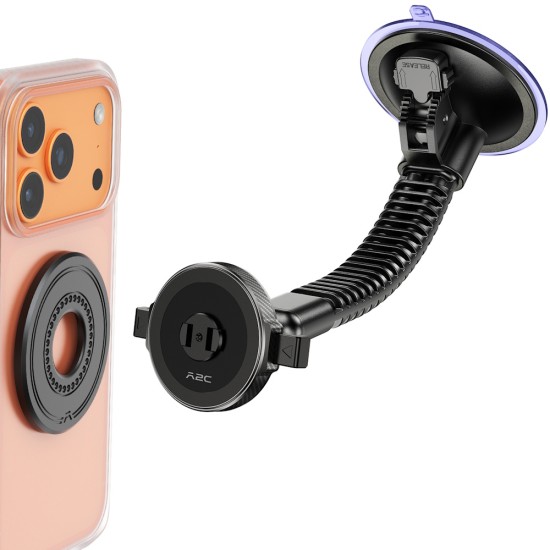 A2C Q1M-S50 One-Lock Ultra Βάση Κινητού Αυτοκινήτου Heavy-Duty με Μαγνητικό Lock, Μεγάλη Βεντούζα & Μακρύ Βραχίονα 360°