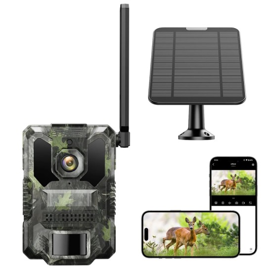 Campark TC36 4G Trail Camera με Live Video 2.5K, Ηλιακό Πάνελ, Νυχτερινή Λήψη & Ανίχνευση Κίνησης (SIM Ενσωματωμένη/IP66/10x Zoom)
