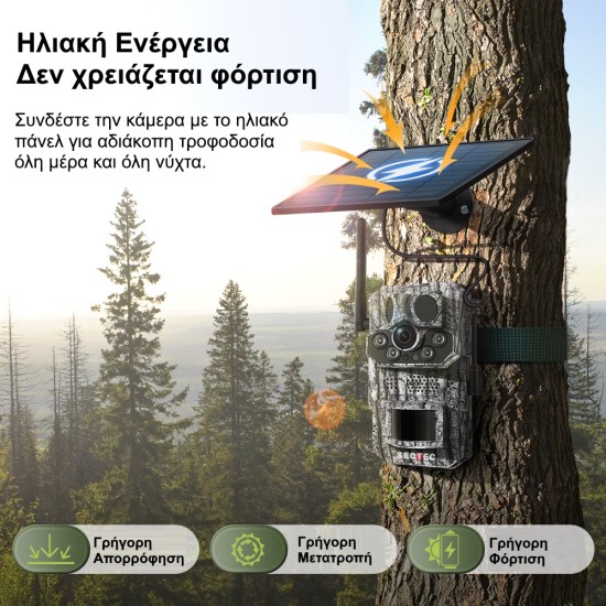 Sectec ST-HC808 Κάμερα με Live Video, GPS και Ηλιακό Πάνελ για Αγρότες και Μελισσοκόμους (3MP/IP66)
