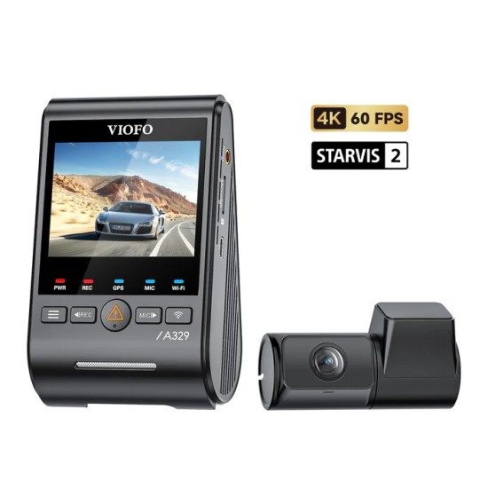 VIOFO A329 2CH Διπλή Κάμερα Αυτοκινήτου 4K 60FPS με GPS, Wi-Fi 6, HDR και Αισθητήρες Sony STARVIS 2 - Υποστήριξη Αποθήκευσης SSD