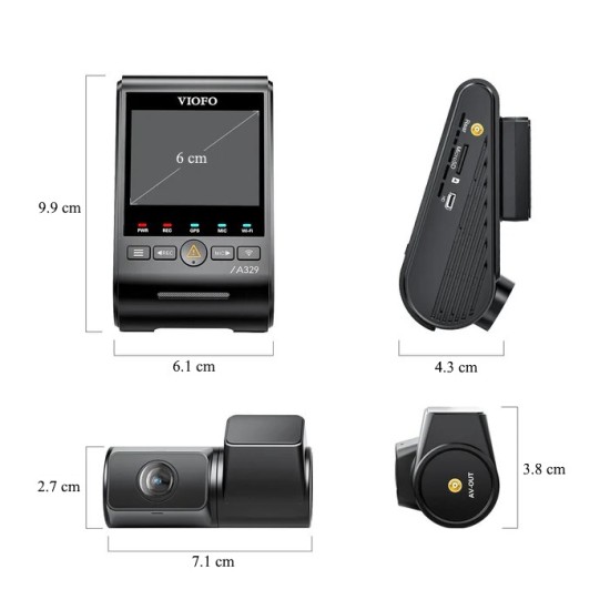 VIOFO A329 2CH Διπλή Κάμερα Αυτοκινήτου 4K 60FPS με GPS, Wi-Fi 6, HDR και Αισθητήρες Sony STARVIS 2 - Υποστήριξη Αποθήκευσης SSD