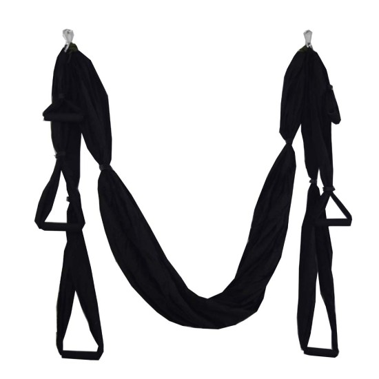 Kepeak Aerial Swing Anti-Gravity Silk Αιώρα με λαβές Yoga και Pilates (Black)