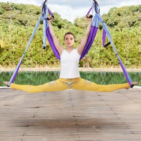 Kepeak Aerial Swing Anti-Gravity Silk Αιώρα με λαβές Yoga και Pilates (Violet and Light Purple)