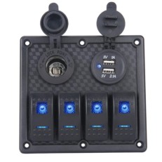 Kewig SP12 Πάνελ με 4 Αδιάβροχους Διακόπτες, Αναπτήρα, 2 X USB (Θαλάσσια Σκάφη/Αυτοκίνητα/Τρακτέρ) Kewig SP12 Πάνελ με 4 Αδιάβροχους Διακόπτες, Αναπτήρα, 2 X USB (Θαλάσσια Σκάφη/Αυτοκίνητα/Τρακτέρ)