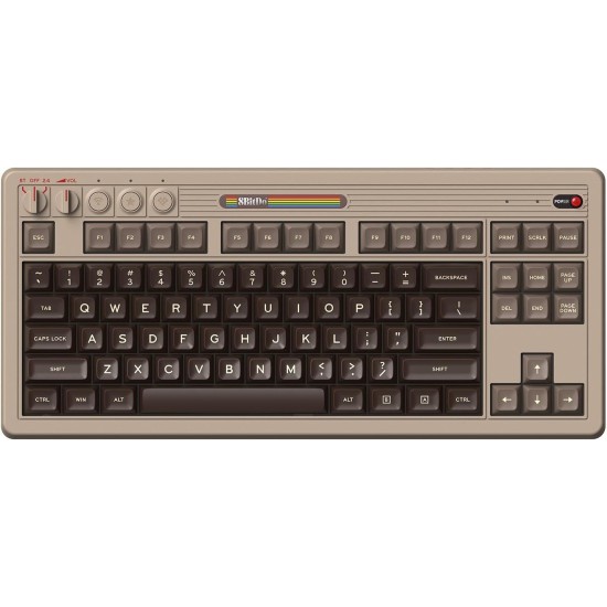 8BitDo Retro Mechanical Keyboard-C64 Edition Ασύρματο Gaming Μηχανικό Πληκτρολόγιο με Kailh Box White Διακόπτες (Αγγλικό US)