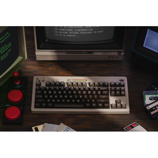 8BitDo Retro Mechanical Keyboard-C64 Edition Ασύρματο Gaming Μηχανικό Πληκτρολόγιο με Kailh Box White Διακόπτες (Αγγλικό US)