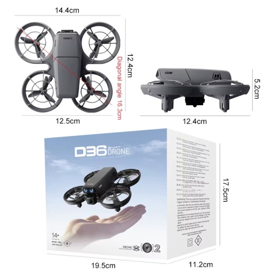 Drayven D36 – Mini Drone με κάμερα και WiFi, Λειτουργία Hover & Προστατευτικά Έλικα (Μαύρο)