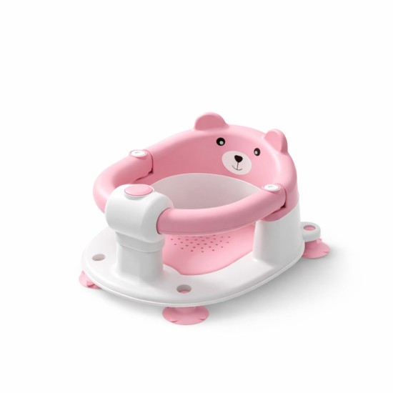 Giggles & Co. Παιδικό Καθισματάκι Μπάνιου για Μωρά με Αντιολισθητικές Βεντούζες & Πλάτη (Ροζ)