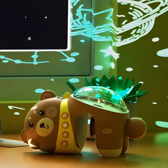 FunMuch Παιδικός LED Προτζέκτορας Αστεριών με Μουσική, Λευκούς Ήχους και Τηλεχειριστήριο - Αρκουδάκι
