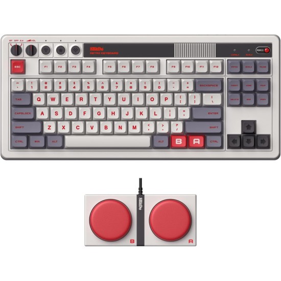 8BitDo Retro Mechanical Keyboard-108 Edition Ασύρματο Gaming Πληκτρολόγιο με Kailh Box White Διακόπτες & Super Buttons (Αγγλικό US)