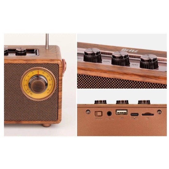 Old Street Audio Retro AS23 Ασύρματο Ηχείο Ξύλινο (5W/Μπαταρία 1500mAh/Bluetooth 5.4/FM Radio/USB/TF/AUX/TWS)