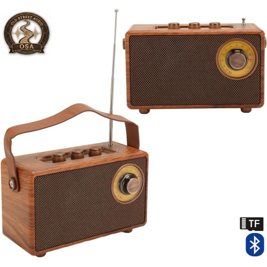 Old Street Audio Retro AS23 Ασύρματο Ηχείο Ξύλινο (5W/Μπαταρία 1500mAh/Bluetooth 5.4/FM Radio/USB/TF/AUX/TWS)