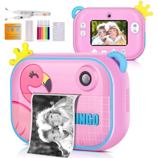 Skysonic Instant Kids Camera με θερμικό εκτυπωτή και εφαρμογή WiFi (Ροζ Φλαμίνγκο)