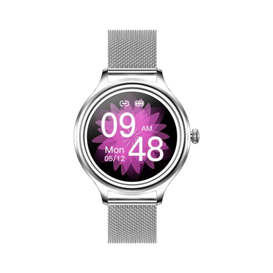 KUMI K3 Women 16mm (1,1" LED/Bluetooth/Καρδιακοί Παλμοί/Οξύμετρο/IP68 Αδιάβροχο) Ασημί