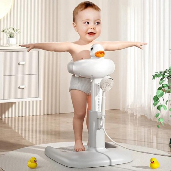 Giggles & Co. Βρεφικό Σταντ Μπάνιου Πτυσσόμενο με Ρυθμιζόμενο Ύψος & Αντιολισθητική Βάση – Με Κάθισμα (Khaki)