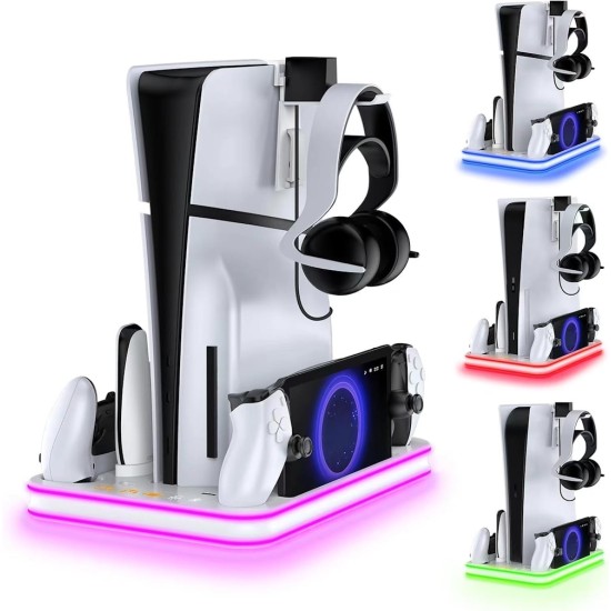 Βάση Φόρτισης PS5 / PS5 Slim & PS Portal με Ψύξη και RGB JYS-P5225 Λευκή