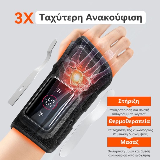 iKeepFit WB01 Θερμαινόμενη Συσκευή Μασάζ Καρπού για Τενοντίτιδα & Καρπιαίο Σωλήνα (9 Modes/Graphene Heat/3000mAh) - Αριστερό