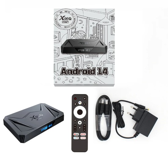 X96Q Pro+ 4GB/64GB Android TV Box 8K Wi-Fi (Android 14, Gigabit Ethernet, BT 5.0, H728 Octa Core)